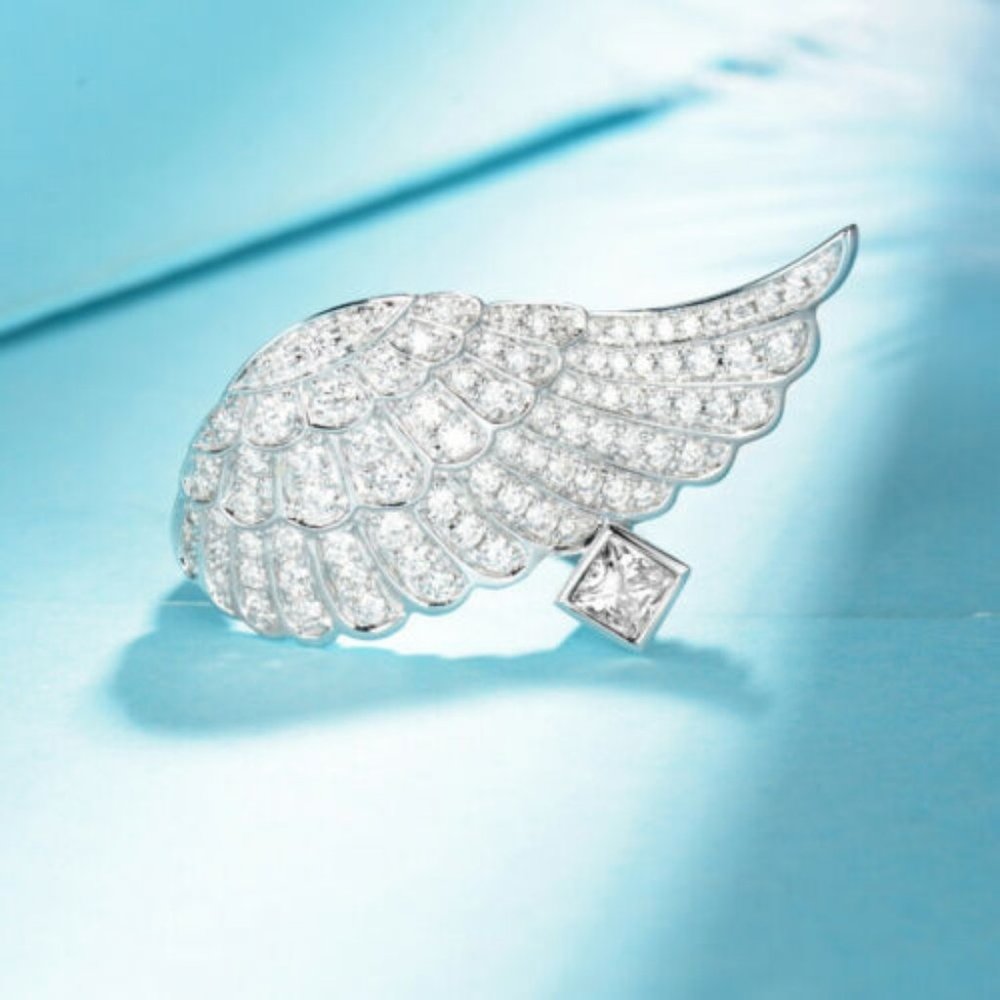 Feather 925  Silver  White Sapphire Ring - Picture 8 of 10